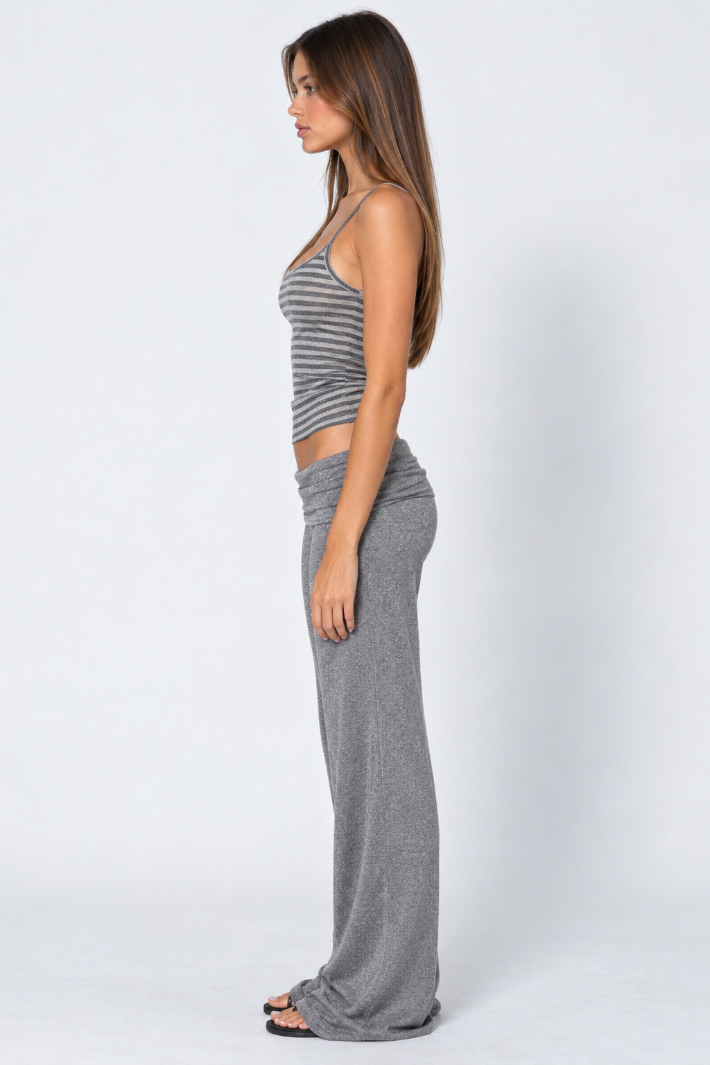 Conjunto de rayas con camisola y pantalón ancho