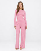 Conjunto de manga larga y pantalón ancho de tacto mantequilla