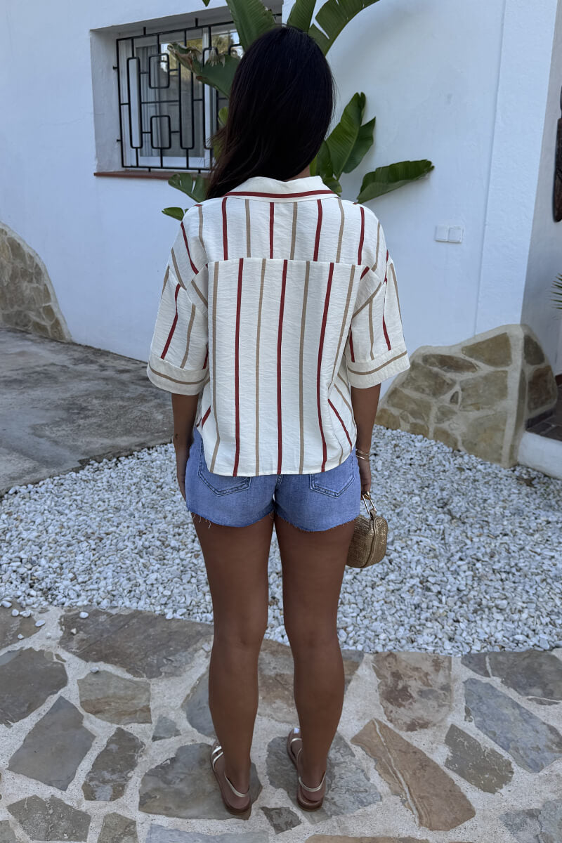 Camisa oversize de rayas con manga corta