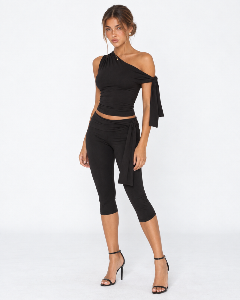 Conjunto de un hombro con pantalón capri