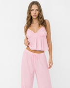 Conjunto de camisola con volante y pantalón ancho