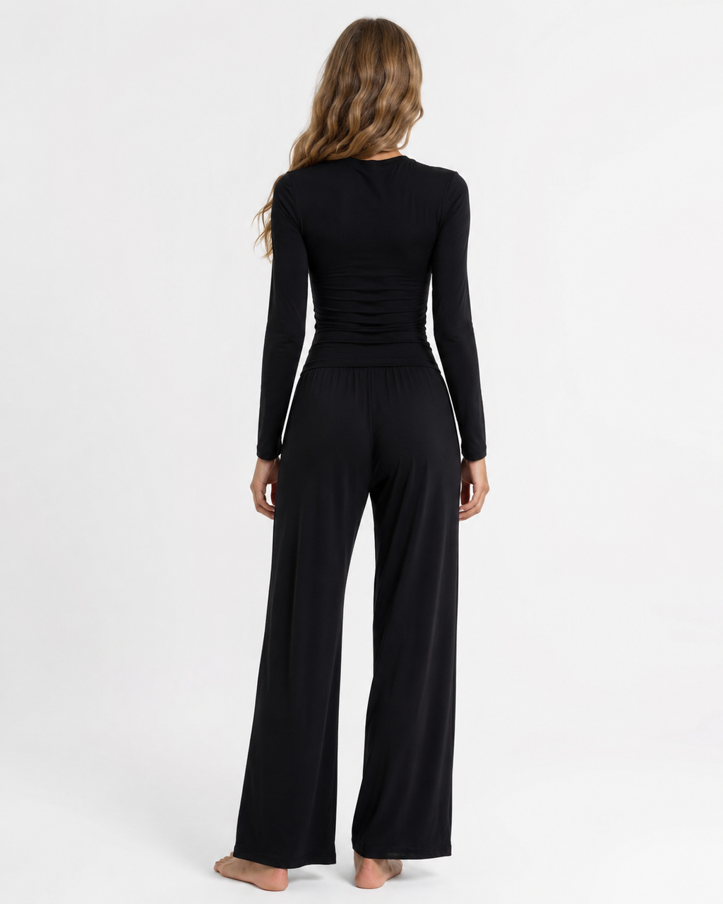 Conjunto de manga larga y pantalón ancho de tacto mantequilla