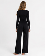 Conjunto de manga larga y pantalón ancho de tacto mantequilla
