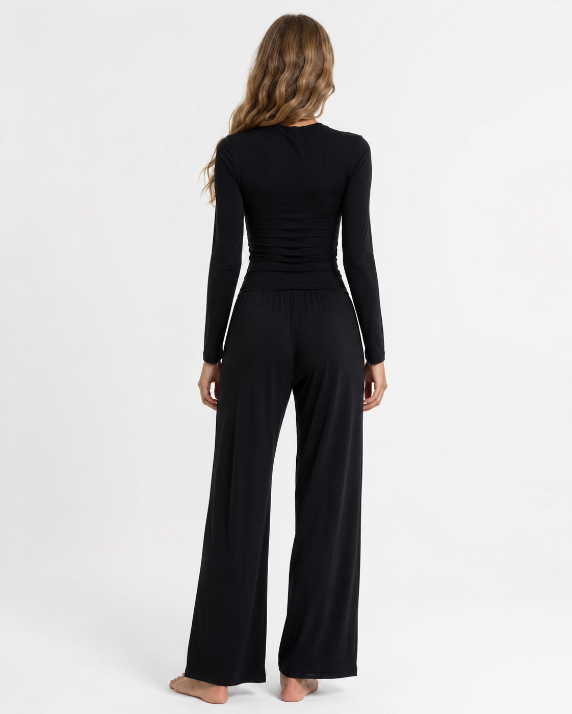 Conjunto de manga larga y pantalón ancho de tacto mantequilla