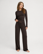 Conjunto de manga larga y pantalón ancho de tacto mantequilla