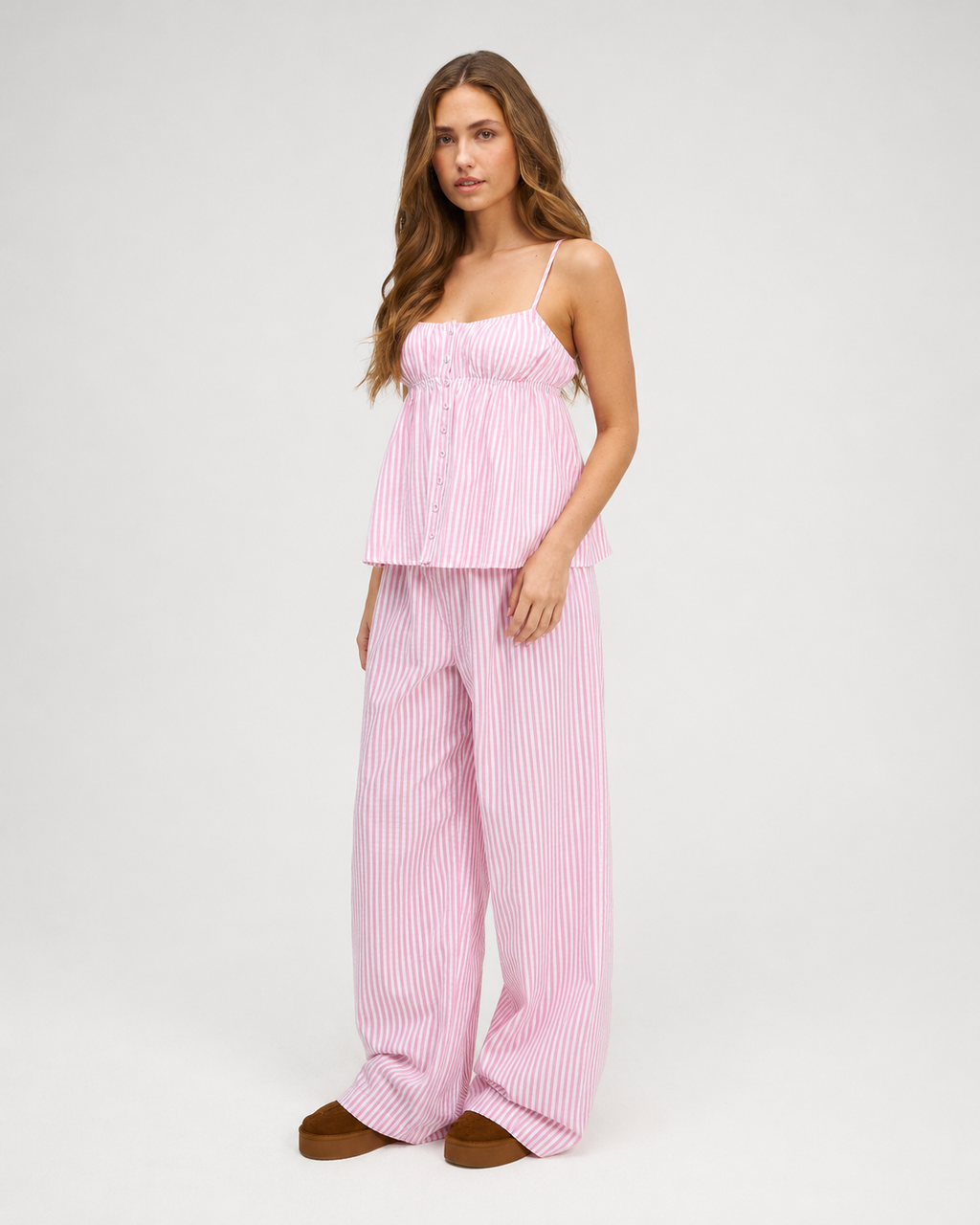 Conjunto de rayas con pantalón ancho Brisa