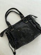 Bolso de hombro con costura trenzada