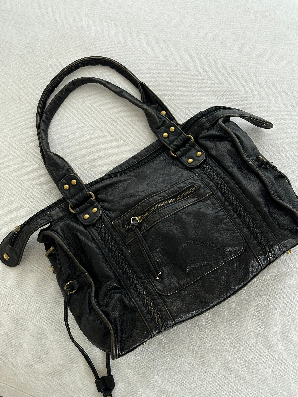 Bolso de hombro con costura trenzada