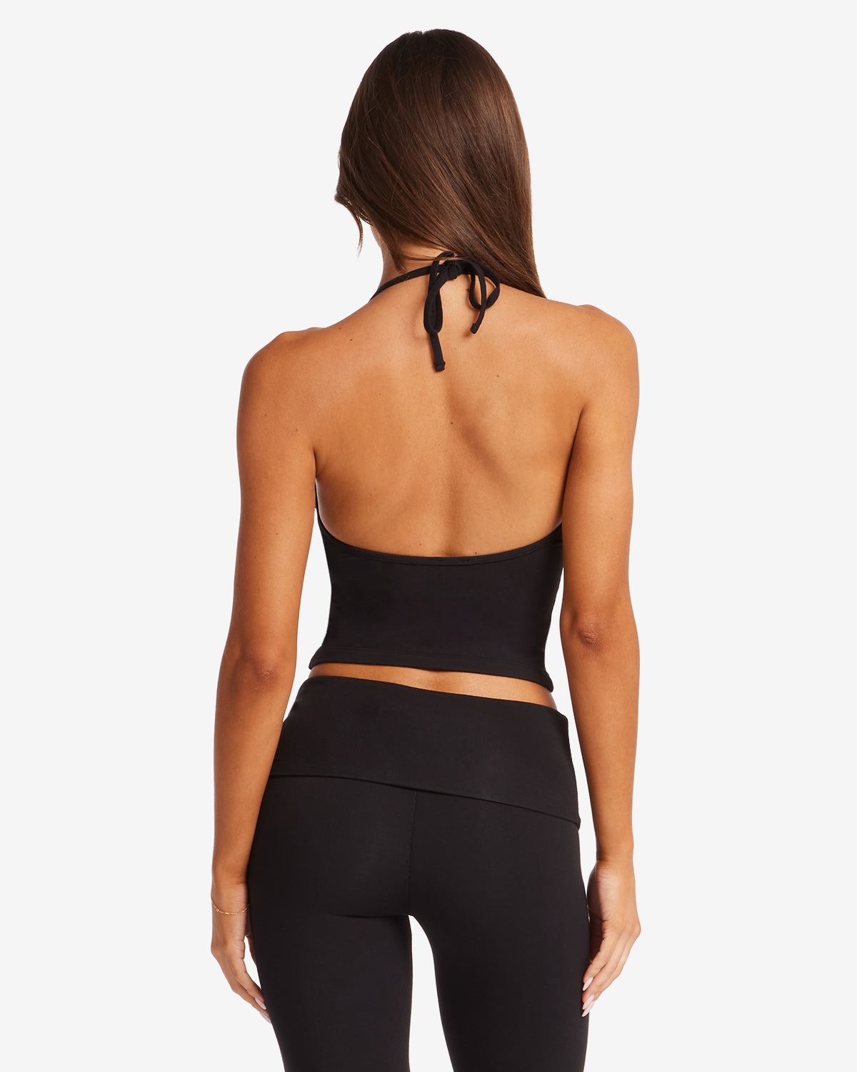 Conjunto de top halter con sujetador integrado y leggings de campana