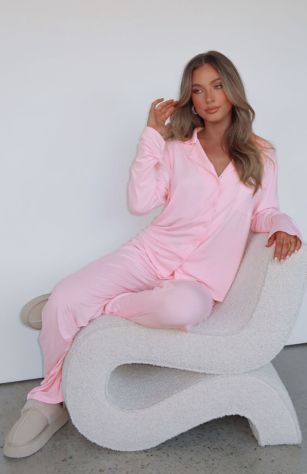 Pijama camisero con pantalón ancho Sueño Rosa