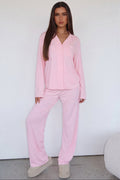 Pijama camisero con pantalón ancho Sueño Rosa