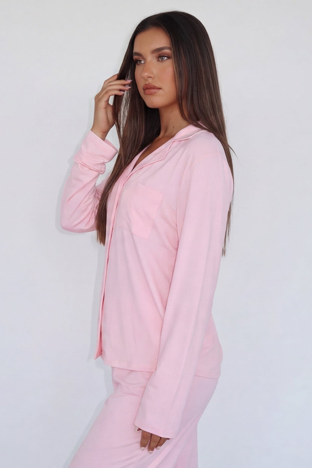 Pijama camisero con pantalón ancho Sueño Rosa