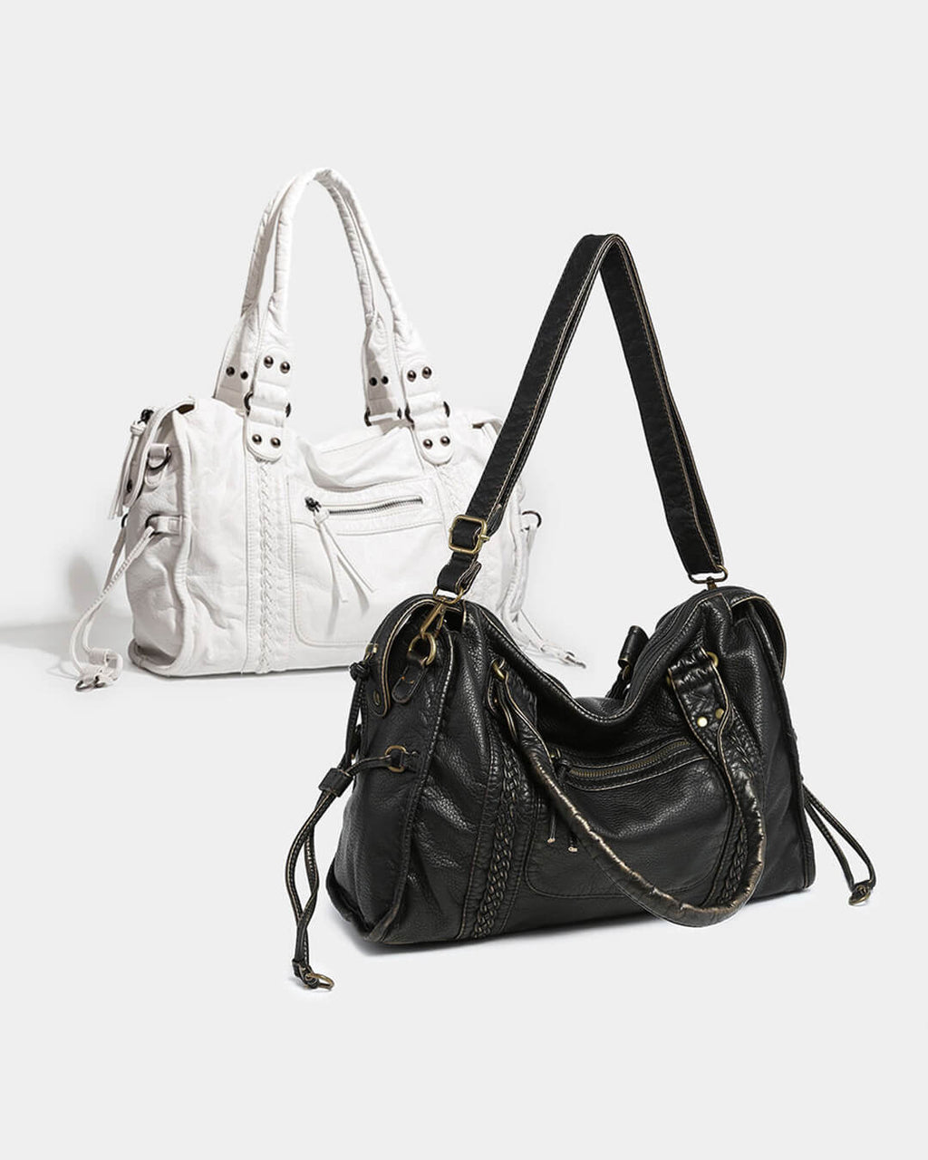 Bolso de hombro con costura trenzada