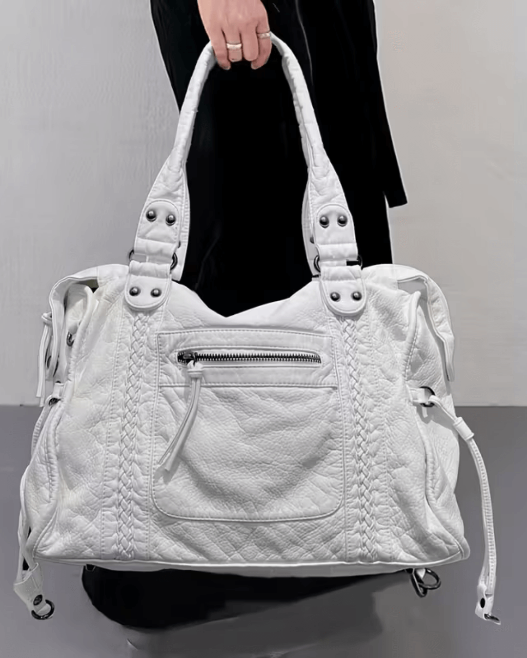 Bolso de hombro con costura trenzada