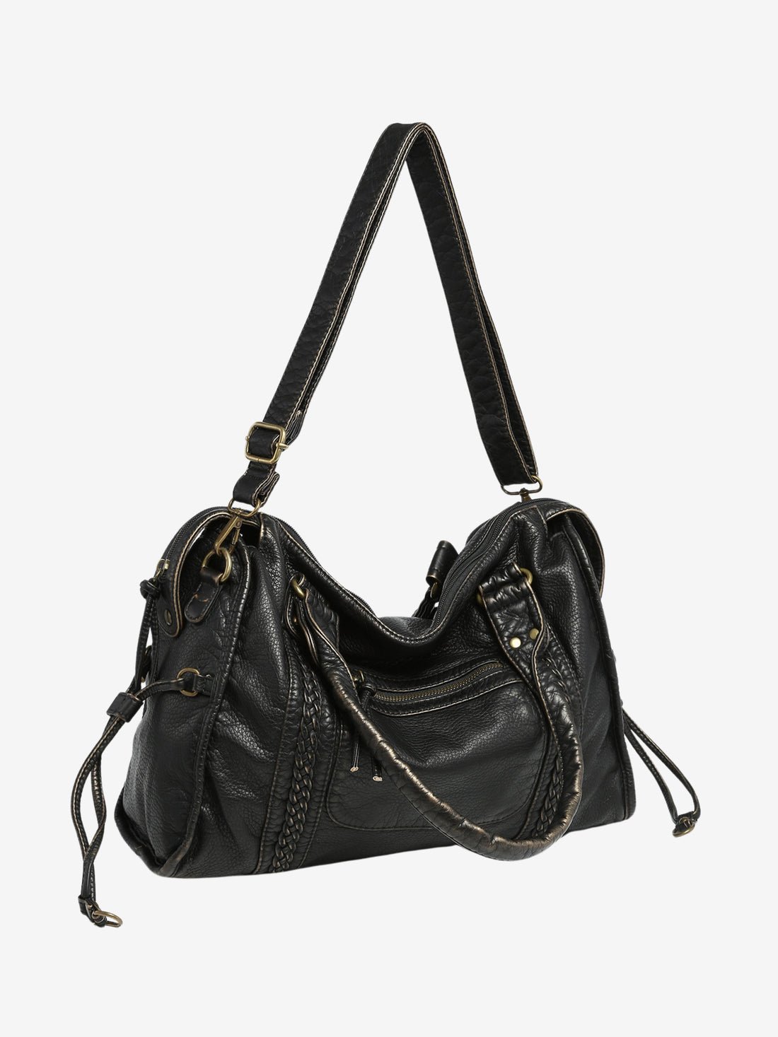 Bolso de hombro con costura trenzada